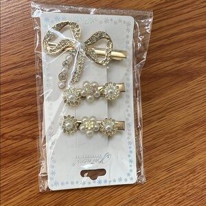 Elegant Gold and Pearl Hair Clips Set